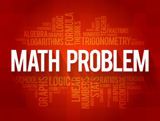 Math problem word cloud collage, education concept background