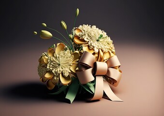 bow ribbon made with flowers