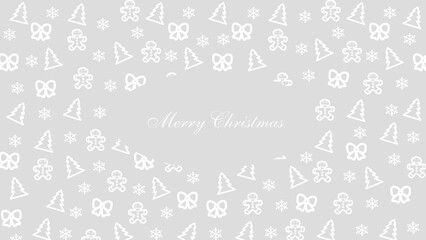 grey Christmas background with White drawings new year's attributes