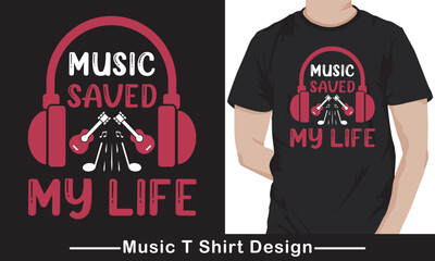 Music and singing typography vector graphic t-shirt design template