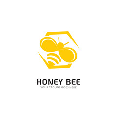 Honey bee icon or logo design. Vector line icon