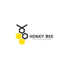 Honey bee icon or logo design. Vector line icon
