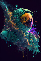 surreal, astronaut, colorful, unique digital art, space, galaxy, universe,