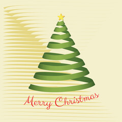 Continuous Christmas Tree Ribbon Greeting Card