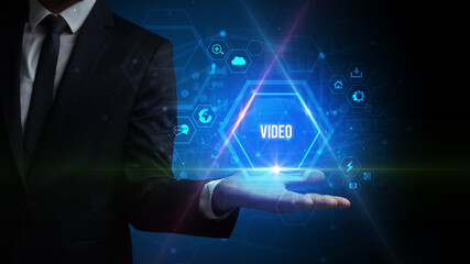 Man hand holding social inscription