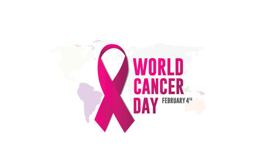 February 4 is World Cancer Day. Purple awareness ribbon 