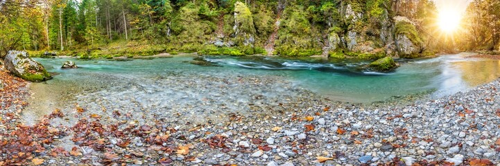 wild river with clear water in beautiful canyon