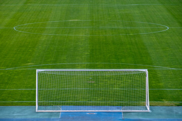 Goal and soccer field without people