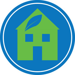 House with eco leaf in circle vector
