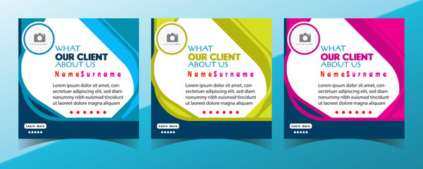 Modern and creative client testimonial social media post design customer service feedback review