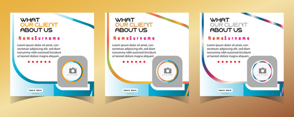 Modern and creative client testimonial social media post design customer service feedback review