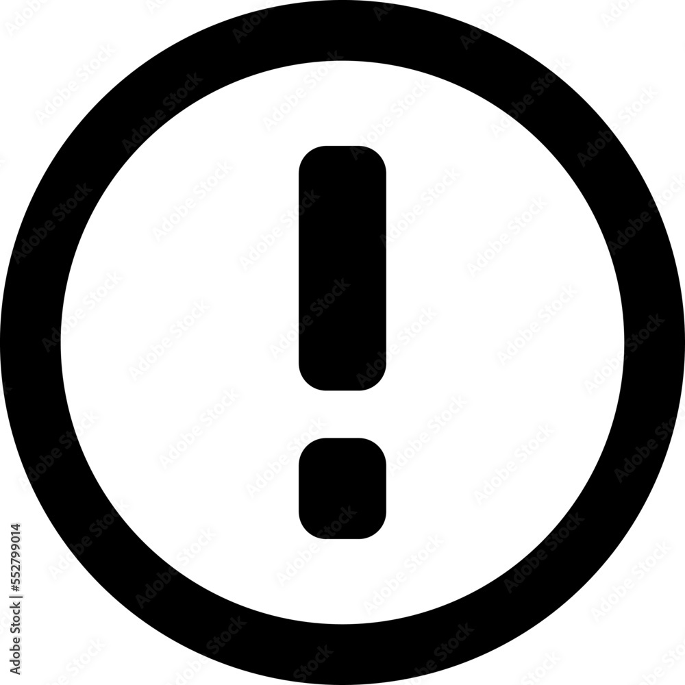 Poster black and white round warning or attention or caution sign with exclamation mark icon in a circle. v