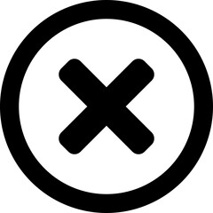 Obraz premium Black and White X Cross No Sign Wrong or Decline or Error Round Circle Icon. Vector Image.