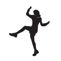 Fototapeta na wymiar Silhouette of a woman dancing happily. vector illustration on white background.