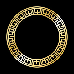 Greek Gold style border frame  circle frame with seamless vector illustration