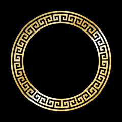 Greek Gold style border frame  circle frame with seamless vector illustration