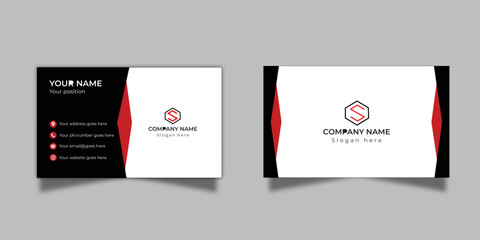 Red corporate business card,horizontal simple clean layout design template , Vector design formal red ,creative business card and name card