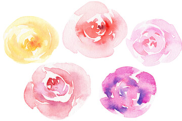 watercolor roses floral elements colorful colors 