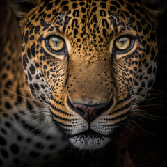 close up portrait of a jaguar