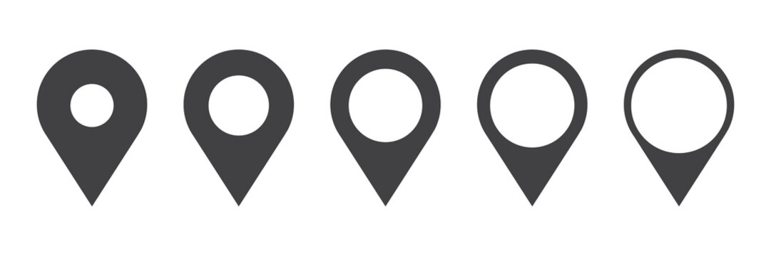 Pin icon. Location icon set isolated location symbol on white background. Vector illustration