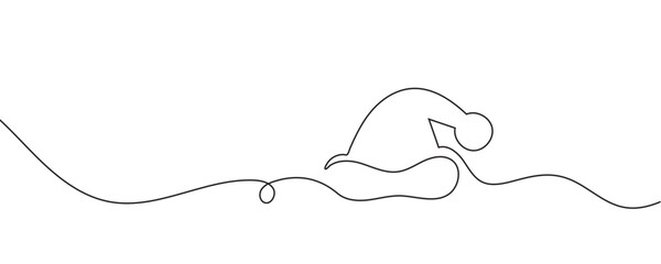 Christmas hat one line drawing. Vector illustration