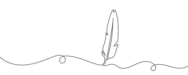 One line bird feather. continuous line. Vector illustration
