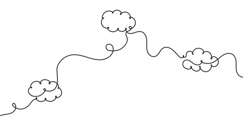 One line continuous clouds. Vector illustration