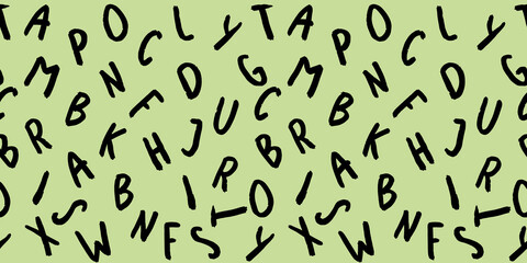 template with the image of keyboard symbols. set of letters. Surface template. pastel pea background. Banner for insertion into site. Horizontal image.