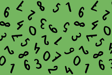 Fototapeta na wymiar template with the image of keyboard symbols. a set of numbers. Surface template. yellow green background. Horizontal image.