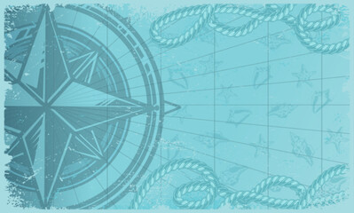 Sailors compass poster monochrome vintage