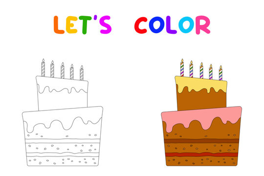 Coloring book with an cake.A puzzle game for children's education and outdoor activities