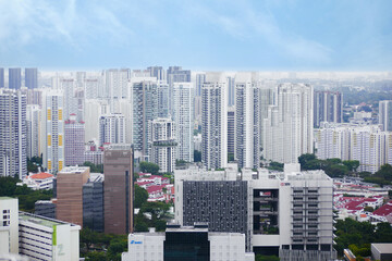 Fototapeta na wymiar arial view of singapore city buildings sunny day 