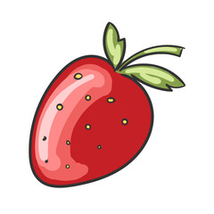 Cartoon strawberry icon vector isolated on white