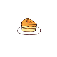 Orange Fresh Cake, freehand drawn style on white background