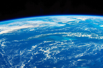 View of Cuba and the planet Earth's horizon. Digital Enhancement. Elements by NASA