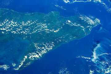 Fototapeta na wymiar East Part of Cuba. Digital Enhancement. Elements by NASA