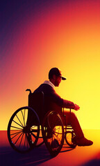 Fototapeta na wymiar silhouette of a person on a wheelchair