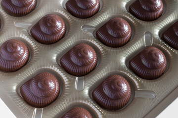 Box of praline milk chocolate snails