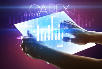 Hand holding futuristic, business concept