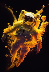 Astronaut floating through the galaxy helmet reflect