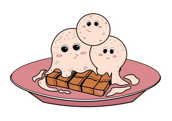 ice cream, vector illustration. fun ice cream balls of ice cream, waffle. illustration of food. sweet