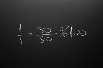 possibility Formula. Math formula drawn with chalk on the chalkboard.