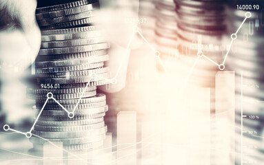 Finance and money technology background concept of business prosperity and asset management ....