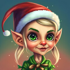 illustration of a cute little cristmas elf character portrait