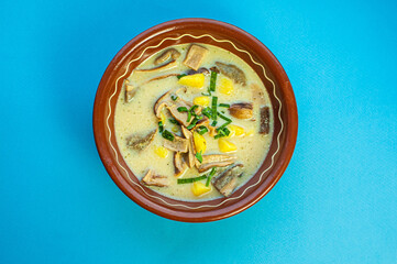 mushroom soup stew classic traditional national dish recipe with porcini mushrooms Ukrainian cuisine Hutsul culture