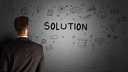 businessman drawing a creative idea sketch