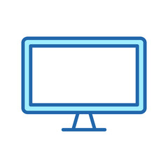 Computer Monitor Color Line Icon. PC Wide Screen Desktop Linear Pictogram. TV with Digital LCD Technology Outline Symbol. Monitor Screen Sign. Editable Stroke. Isolated Vector Illustration