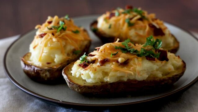 Rotating Plate of Twice Baked Potatoes