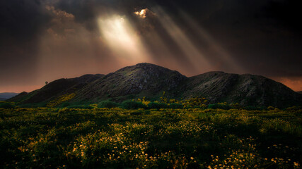 sunset in the mountains