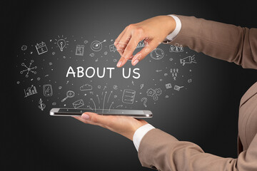 Obraz premium Close-up of a touchscreen, social media concept